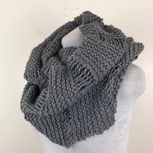 NWOT Hand Knit Large Infinity Scarf in Gray by Lewis Knits